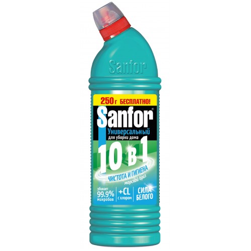 САНФОР гель WС Морской Бриз 750мл+250мл БЕСПЛАТНО для сантехники Антиналет (синий)